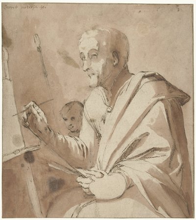 彼のイーゼルに絵を描く 作： Gerrit Pietersz. Sweelink