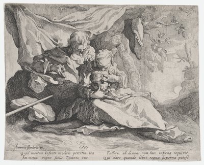 エジプトへの逃亡中の休息、1593年。 作： Gerrit Pietersz Sweelink
