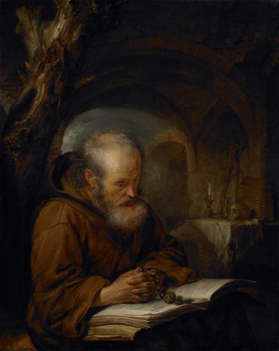 隠者の祈り、1670 作： Gerrit Dou