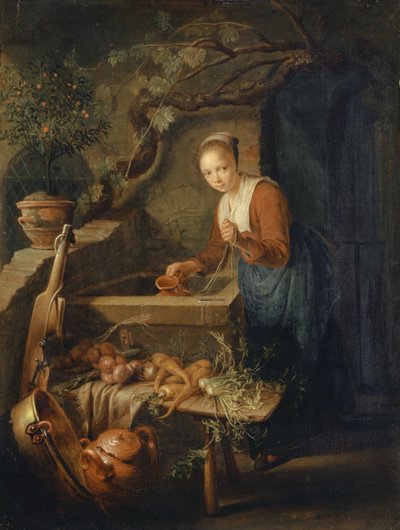 井戸のキッチンメイド、1650年頃 作： Gerrit Dou