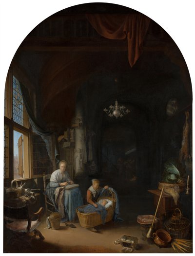 若い母、1658 作： Gerrit Dou