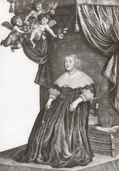 フランス王妃マリー・ド・メディチ肖像画（プリント） 作： Gerrit van (after) Honthorst