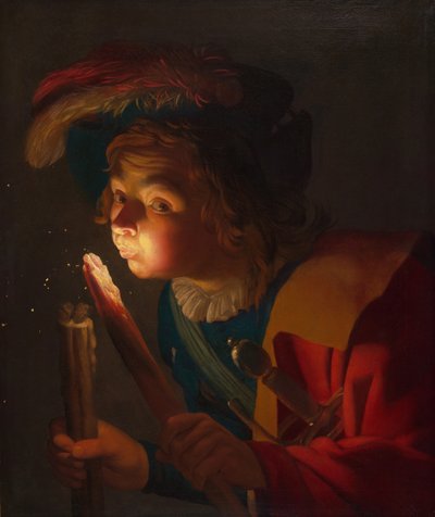 ファイアブランドを吹く少年、162122。 作： Gerrit van Honthorst