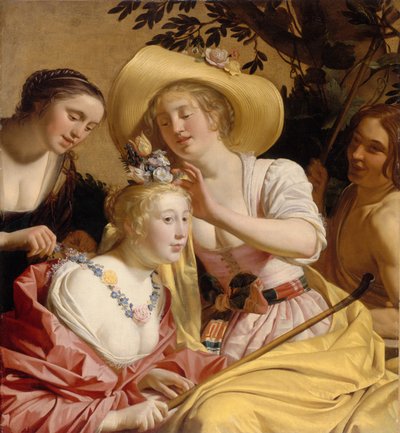花で飾られた羊飼い 作： Gerrit van Honthorst