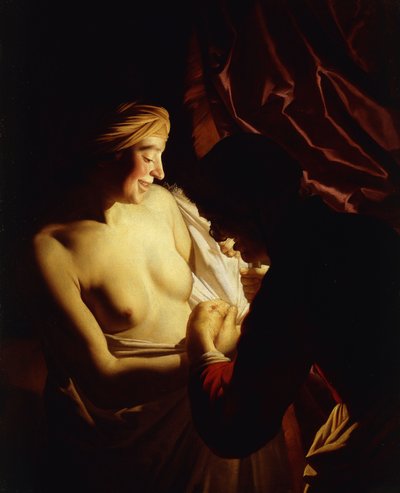 若い女性と彼女のメイド、 作： Gerrit van Honthorst