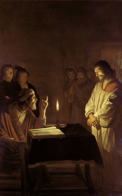 大祭司の前のキリスト、1617年 作： Gerrit van Honthorst