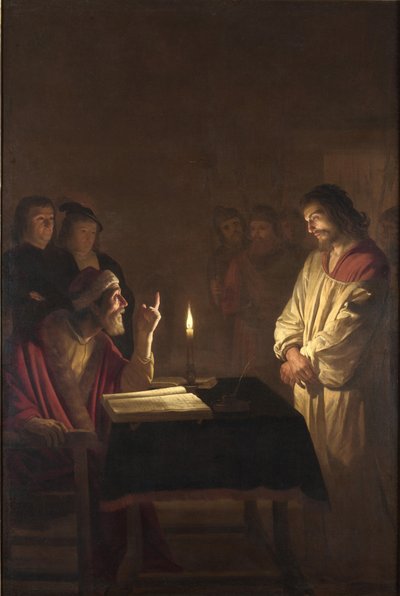 大祭司の前のキリストc。 1617年 作： Gerrit van Honthorst