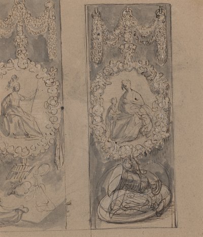 ガーランド付き装飾モチーフ (裏面) 作： Gerrit van Honthorst