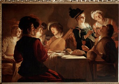 リュート奏者とのディナー(絵画 作： Gerrit van Honthorst