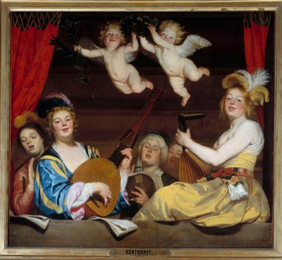 ルコンサートPaintingde Gerrit Van Honthorst 作： Gerrit van Honthorst
