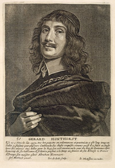 ヨハネス・マイセン（1612-70）によって刻まれた自画像 作： Gerrit van Honthorst