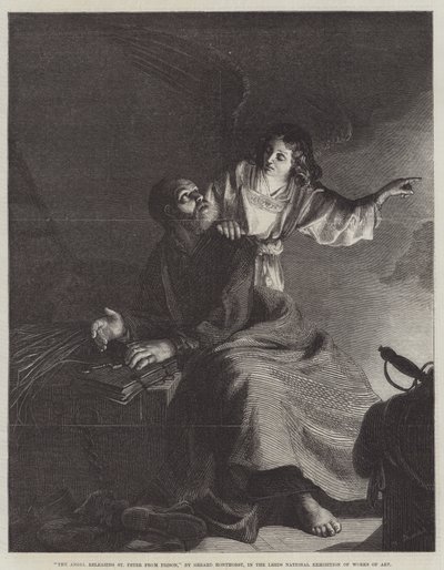 天使、セントピーターを刑務所から解放 作： Gerrit van Honthorst