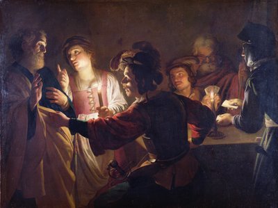 聖ペテロの否定、1620年頃 作： Gerrit van Honthorst