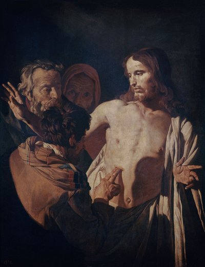 セントトーマスの不信、1620年頃（キャンバスに油彩） 作： Gerrit van Honthorst