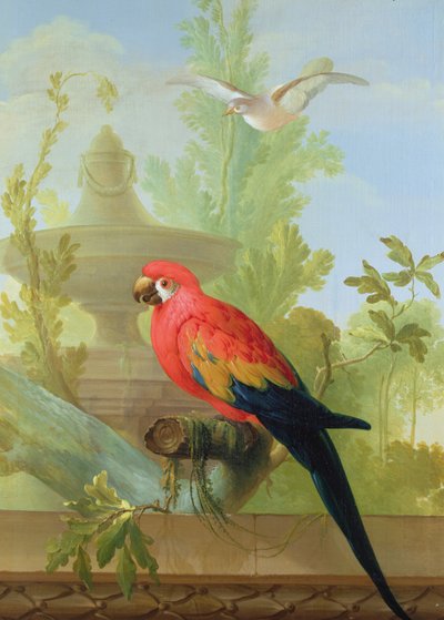 装飾用庭園のコンゴウインコと鳩、1772年 作： Gerrit van den Heuvel
