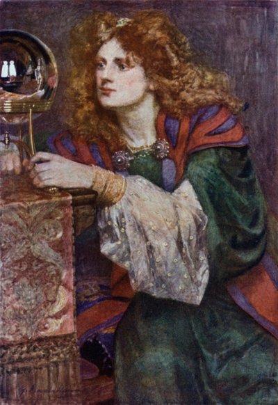 Britomart espies the Mirror (color litho) 作： Gertrude E. Demain (after) Hammond