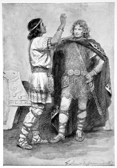 「Hereward と Sigtryg」、1910 年。 作： Gertrude E Demain Hammond