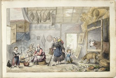 農民の内部 (慈善または貧困) 作： Gesina ter Borch (signed by artist)