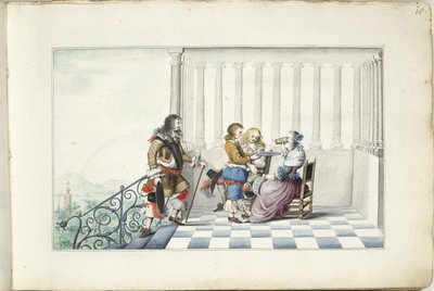 テラスでの会社 作： Gesina ter Borch (signed by artist)