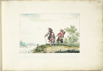 風景の中の紳士と放浪者 作： Gesina ter Borch (signed by artist)