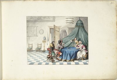 インテリアのカードプレーヤー 作： Gesina ter Borch (signed by artist)