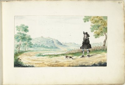 田舎道を走る紳士 作： Gesina ter Borch (signed by artist)