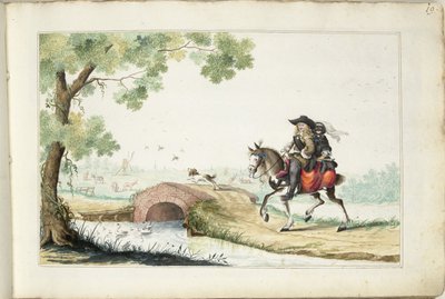馬に乗った男と仮面の女 作： Gesina ter Borch (signed by artist)