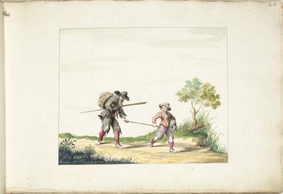 少年に率いられた年老いた盲目の物乞い 作： Gesina ter Borch (signed by artist)