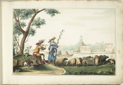 川の田園風景 作： Gesina ter Borch (signed by artist)