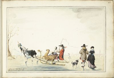 氷上のそり 作： Gesina ter Borch (signed by artist)
