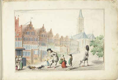 ズヴォレのサッセン通りでの闘鶏 作： Gesina ter Borch