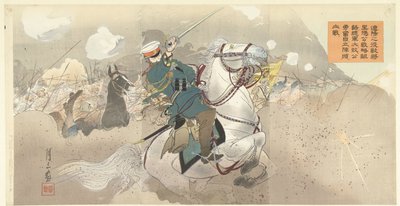 シャホの戦いでのクロパトキン将軍の非論理的な戦略と彼の軍隊の壊滅的な敗北にもかかわらず、彼は勇敢に戦い続けます. 作： Gessan