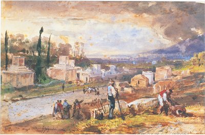 イタリア、ポンペイ、墓の通り 1862（水彩画 作： Giacinto Gigante