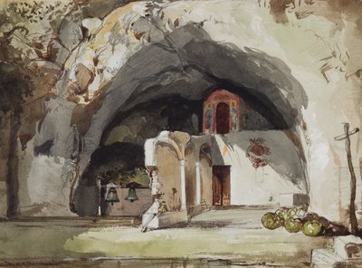 サンタマリアデッレオリアリア、マイオーリ教会の遺跡、マリアプリンセスアンヌザータディボルボン（1843-1871）（鉛筆、紙と紙とガッシュ） 作： Giacinto Gigante