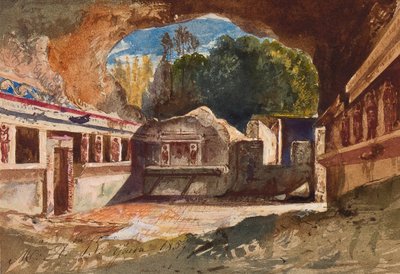 テピダリウム、ポンペイ、マリアアヌンツィアータディボルボーネ（1843-1871）、1857（鉛筆、紙、紙、グワッシュ紙）による追加 作： Giacinto Gigante