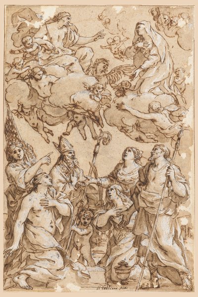 ピストイアの守護聖人とキリストと聖母 作： Giacinto Gimignani