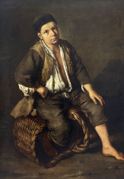 籠に座る小僧、1735年頃（油彩・キャンバス 作： Giacomo Ceruti