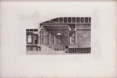 エルミタージュ劇場の講堂の断面、1783 作： Giacomo Antonio Domenico Quarenghi