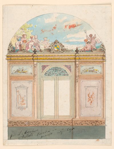 ドローイング、ペイントされた壁の装飾、1870年 作： Giacomo Casa