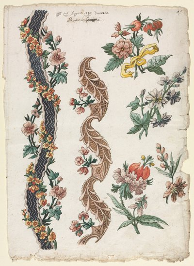 花のデザインと花の帯、1784。 作： Giacomo Cavenezia