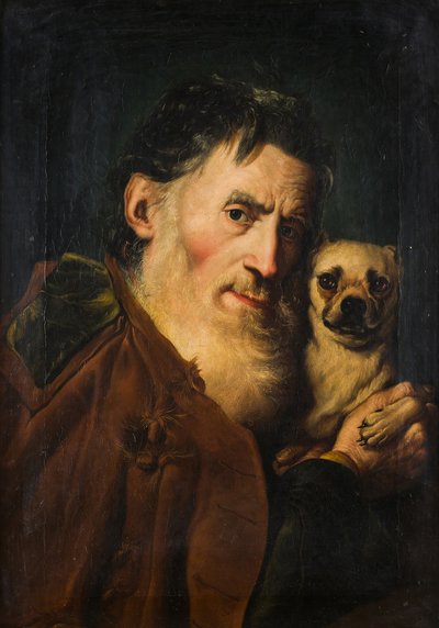 犬を持つ老人、1740年代。 作： Giacomo Ceruti