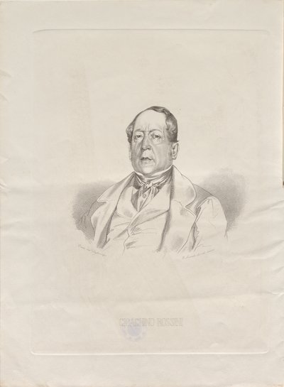 作曲家ジョアキーノ アントニオ ロッシーニの肖像画 1792-1868 年、1852 年。 作： Giacomo Luzzati