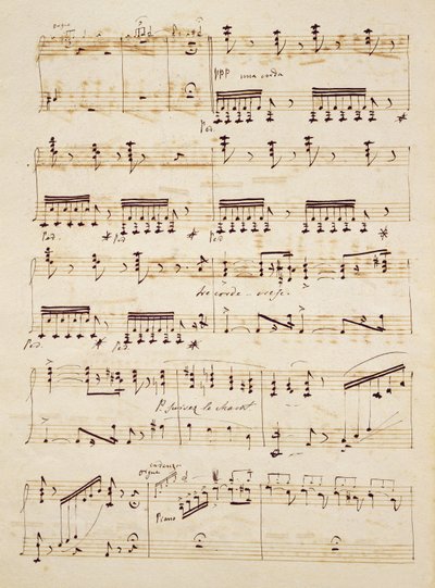 「Les Huguenots」のスコアからの原稿ページ 作： Giacomo Meyerbeer