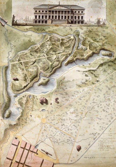 ペテルゴフ、ロシア：英国宮殿の昇格と公園の計画、 作： Giacomo Quarenghi