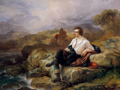 バイロン卿 (1788-1824)、ギリシア海の海岸、ジャコモ・トレコート (1812-1882) 作、キャンバスに油彩 作： Giacomo Trecourt