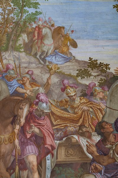 ダリウスの死体をマントで覆うアレキサンダー大王、メインホール 作： Giambattista (1526 78) Zelotti