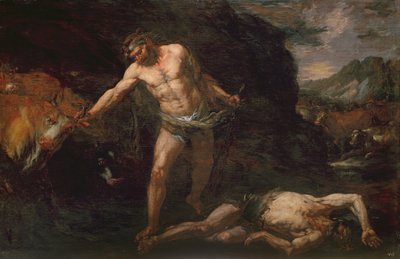 ヘラクレスは巨大なカクスを殺害し、ゲリュオンの牛を盗む 作： Giambattista Langetti