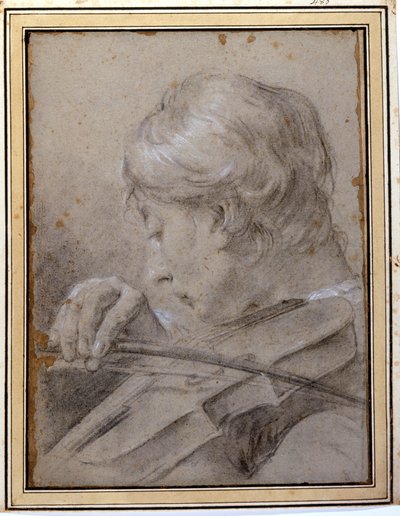 バイオリニストです。G.P.ピアゼッタ（1683～1754）。ミラノ、ブレラ 作： Giambattista Piazzetta