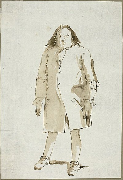 男性の似顔絵、全身、正面向き 作： Giambattista Tiepolo