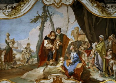 ラヘル神父ラバンからテラフィムを隠すレイチェル、1728年頃。 作： Giambattista Tiepolo
